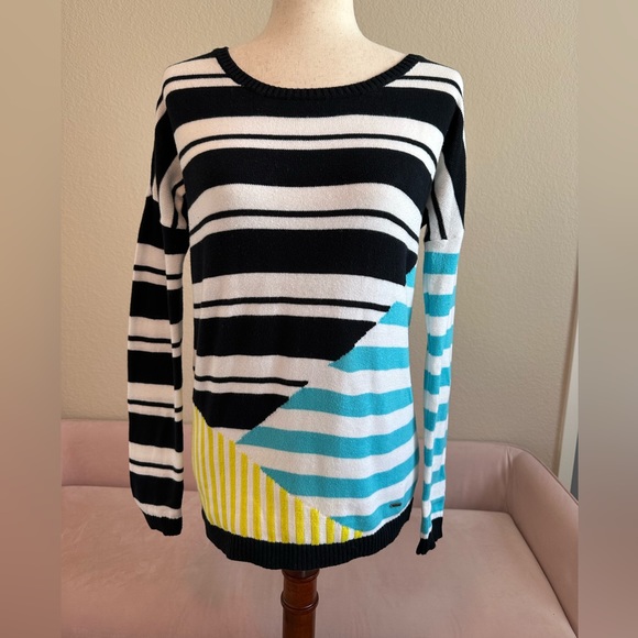 Volcom unique color block geometric striped women’s Y2K sweater Roomy size small - Picture 1 of 3